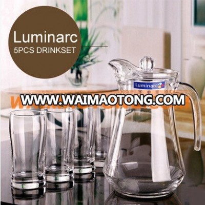 5-pc glass drinkware set, jug, tumbler, cup, tableware