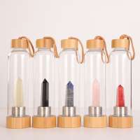 Natural Crystal Stone Point Crystal Wands Infused Gemstone Crystal Glass Water Bottle