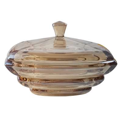 Wholesale Glass Candy Bowl Amber Crystal Glass Box High Transparent Glass Jars With Lids